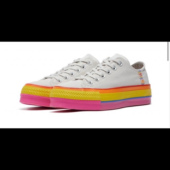 Converse Shoes - Converse  CTAS Lift OX Platform Rainbow Canvas